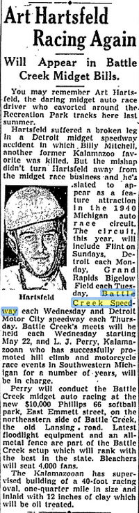 Battle Creek Speedway - May 1940 Art Hartsfield (newer photo)